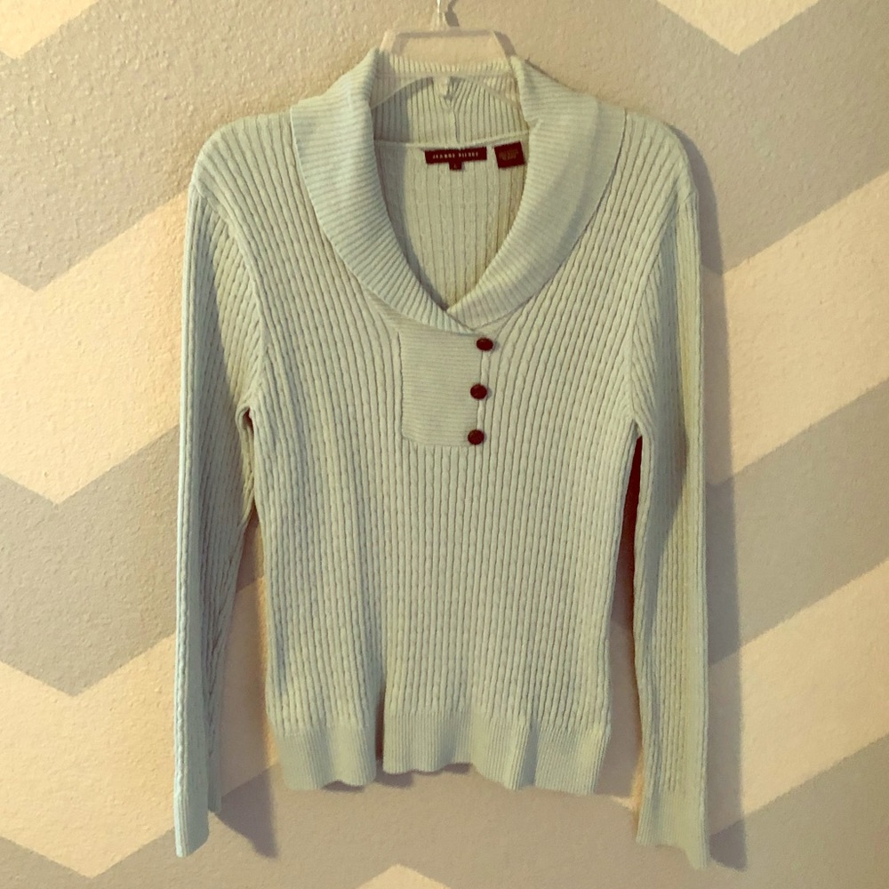 Mint colored sweater with button collar